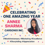 Annee Sharma 1 Year Work Anniversary